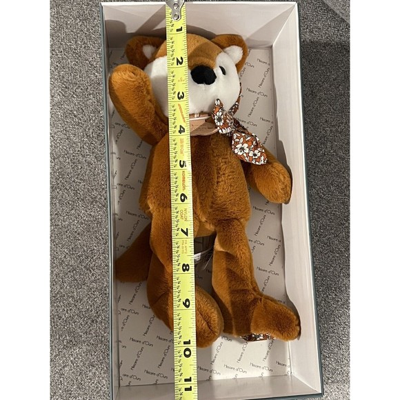 Histoire d'Ours Paris FOX Baby Lovey Plush Stuffed Animal Toy 10" Floral Bow New - Picture 4 of 4